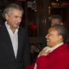 Bernard-Henri Lévy et Christiane Taubira se mobilisent contre le racisme au cours d'une rencontre à réunissant de nombreux intellectuels au cinéma le Saint-Germain à Paris le 17 novembre 2013.