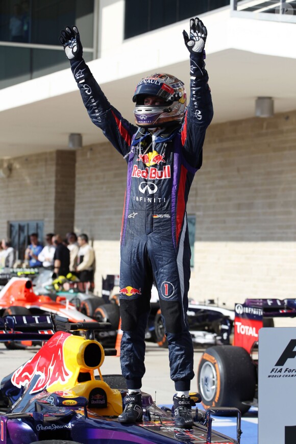 Sebastian Vettel après sa victoire lors du Grand Prix des Etats-Unis, à Austin le 17 novembre 2013