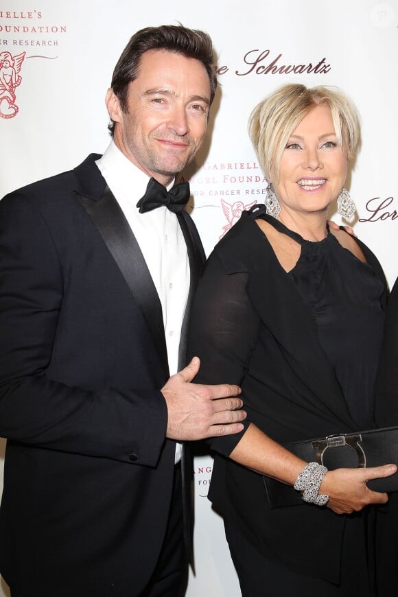 Hugh Jackman et son épouse Deborra-Lee Furness à New York, le 29 octobre 2013.
