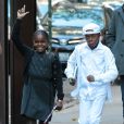 Les enfants de la Queen of pop Madonna, Mercy James et David Banda posent pour les photographes à la sortie du centre de Kabbale à New York, le 23 novembre 2013.