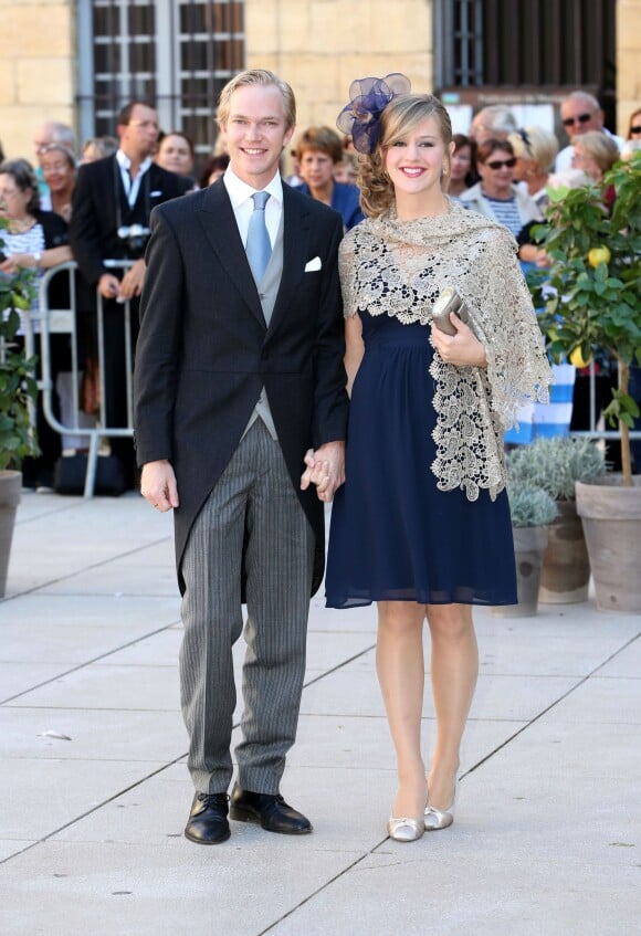 L'archiduc Imre d'Autriche et sa femme l'archiduchesse Kathleen, enceinte, au mariage du prince Felix de Luxembourg et de Claire Lademacher le 21 septembre 2013 à Sainte-Maximin-la-Sainte-Baume.