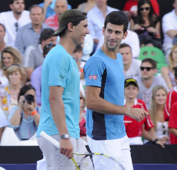 David Nalbandian et Novak Djokovic à Buenos Aires, le 23 novembre 2013.