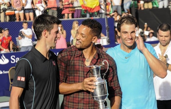 L'acteur Will Smith avec Novak Djokovic et Rafael Nadal à Buenos Aires, le 23 novembre 2013.