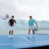 Rafael Nadal et Novak Djokovic s'affrontent au pied du glacier Perito Moreno en Argentine le 22 novembre 2013.