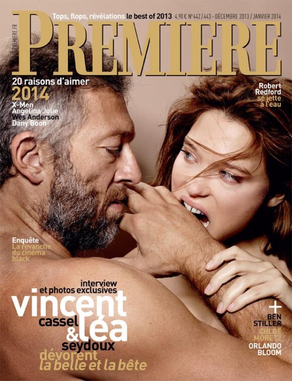 Léa Seydoux et Vincent Cassel en couverture de La Belle et la Bête.