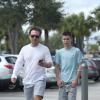 Christian Slater et son fils Jaden à Miami, le 14 juillet 2013.