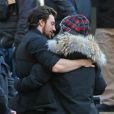La réalisatrice Sam Taylor-Johnson accompagnée par son mari Aaron Taylor-Johnson sur le tournage de Fifty Shades of Grey à Vancouver, le 8 décembre 2013.