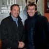 Philippe Sella et Jean-Luc Reichmann au Club de l'Etoile à Paris le 10 decembre 2013 pour la projection en avant-première de la série "Leo Matteï".