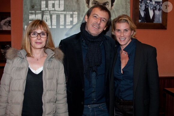 Florence Maury, Jean-Luc Reichmann et Laetitia Lacroix au Club de l'Etoile à Paris le 10 decembre 2013 pour la projection en avant-première de la série "Leo Matteï".