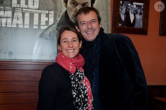 Alexia Laroche-Joubert et Jean-Luc Reichmann au Club de l'Etoile à Paris le 10 decembre 2013 pour la projection en avant-première de la série "Leo Matteï".