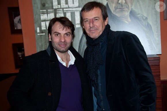 Christophe Dominici et Jean-Luc Reichmann au Club de l'Etoile à Paris le 10 decembre 2013 pour la projection en avant-première de la série "Leo Matteï".