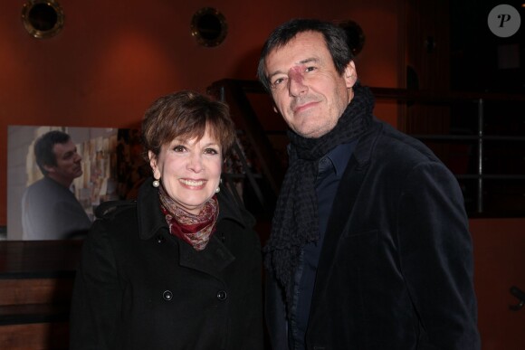 Catherine Laborde et Jean-Luc Reichmann au Club de l'Etoile à Paris le 10 decembre 2013 pour la projection en avant-première de la série "Leo Matteï".