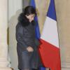 Anne Sinclair sur le perron de l'Elysée à Paris, le 9 décembre 2013.