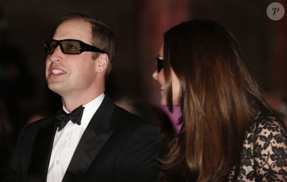 Kate Middleton et son mari le prince William lors de la projection du documentaire de David Attenborough sur le Musée d'Histoire Naturelle à Londres, le 11 décembre 2013.