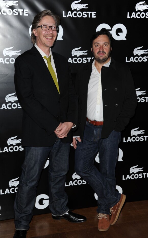 Sébastien Demorand et Yves Camdebord à la soirée GQ Man Of The Year 2010 à Paris, le 19 janvier 2011.