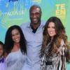 Lamar Odom, sa fille Destiny, son fils Lamar Jr. et Khloé Kardashian à Los Angeles en août 2011.