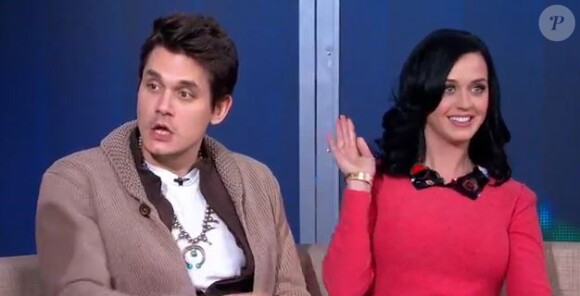 John Mayer ety Katy Perry sur le plateau de Good Morning America.
