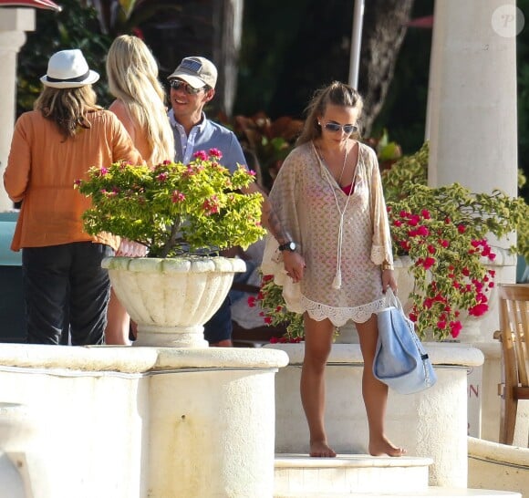 Marc Anthony et sa compagne Chloe Green en vacances à la Barbade le 1er Janvier 2014.