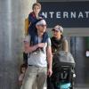 Exclusif - Matthew McConaughey en famille à l'aéroport de Los Angeles le 30 décembre 2013. Matthew McConaughey et sa femme Camila Alves rentrent de leur voyage au Brésil avec leurs enfants Levi, Vida et Livingston.