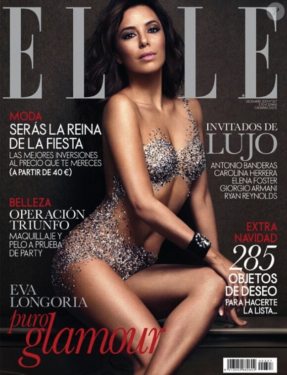 Eva Longoria pose en couverture du magazine ELLE, Espagne, décembre 2013.