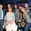 Bernadette Chirac, Amaury Vassili, le pédiatre Claude Griscelli, David Douillet, Christian Karembeu, Anne Barrère, Yoann Fréget, Marie-Hélène Mahé et Billy - lancement de la 25e opération Pièces jaunes à l'hôpital Necker-Enfants malades à Paris le 8 janvier 2013.