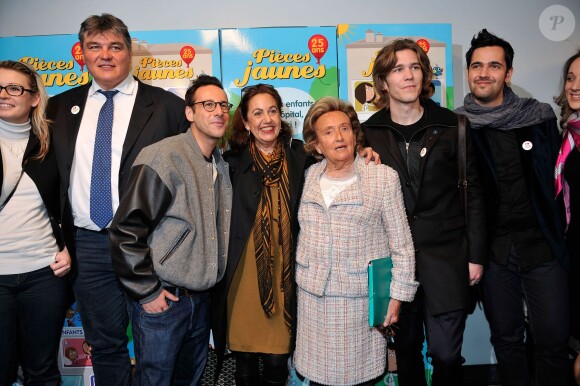 David Douillet, Billy, Anne Barrère, Amaury Vassili et Yoann Fréget - lancement de la 25e opération Pièces jaunes à l'hôpital Necker-Enfants malades à Paris le 8 janvier 2013.