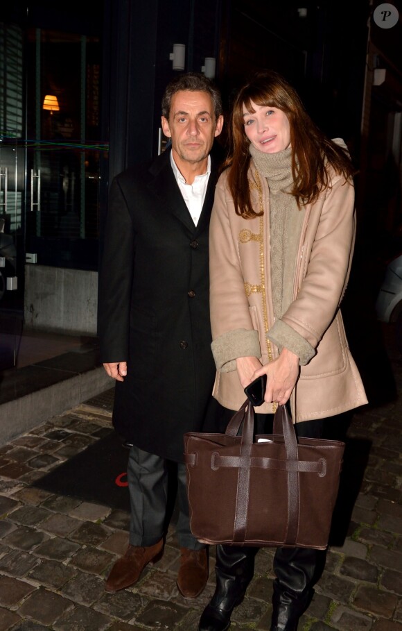 Exclusif - Nicolas Sarkozy et Carla Bruni à Bruxelles pour la tournée de la chanteuse, le 13 décembre 2013.