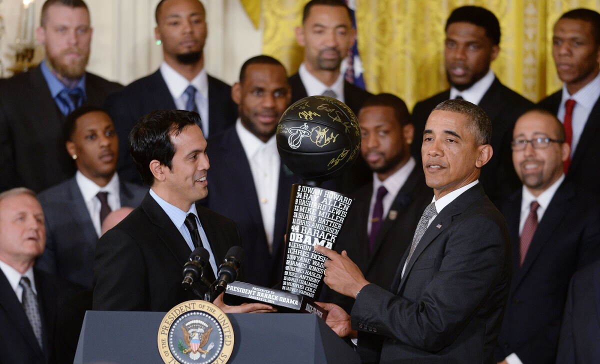 Photo : Barack Obama recevait l'équipe championne NBA du Heat de Miami ...