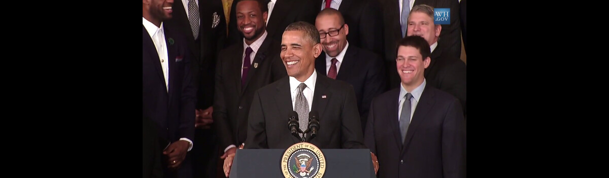 Vidéo : Barack Obama lors de son discours au Heat de Miami, champion ...