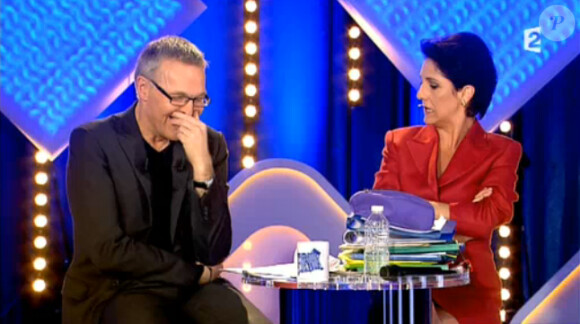 Laurent Ruquier et Florence Foresti, sur le plateau de L'Emission pour tous, le lundi 20 janvier 2014, pour la première sur France 2.