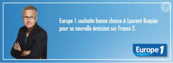 Publicité souhaitant bonne chance à Laurent Ruquier dans Le Figaro, offerte par Europe 1 à son animateur.