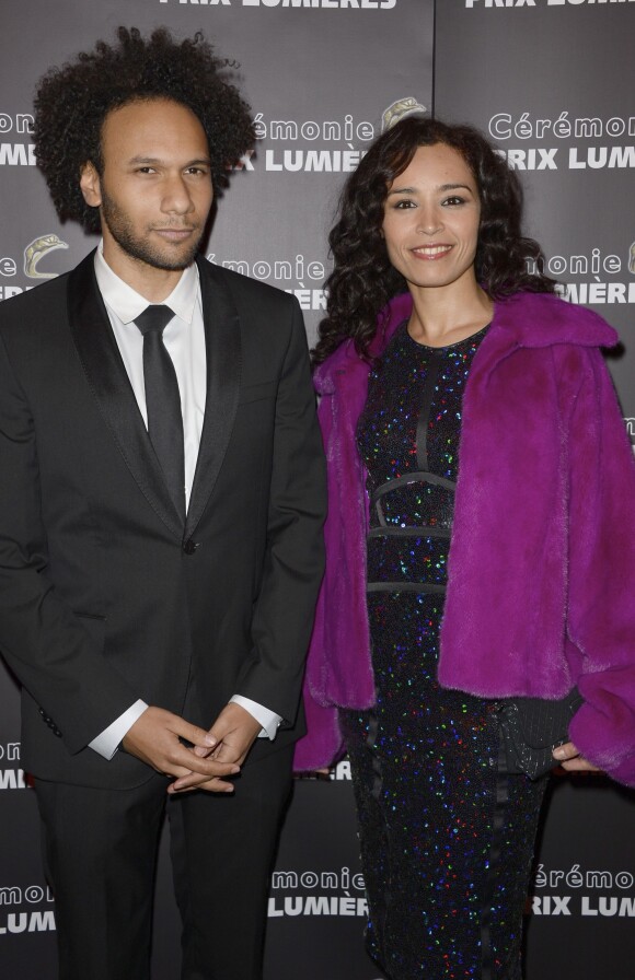 Yassine Azzouz et Aida Touihri lors de la 19e cérémonie des Prix Lumières à l'Espace Pierre Cardin, Paris, le 20 janvier 2014.