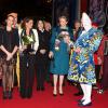 La princesse Stéphanie de Monaco, sa fille Pauline Ducruet, le prince Albert et la princesse Charlene arrivent pour la représentation du 21 janvier 2014 au 38e Festival International du Cirque de Monte-Carlo, marquée par la remise des prix du Festival, les Clowns d'or, d'argent et de bronze.