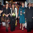  La princesse Stéphanie de Monaco, sa fille Pauline Ducruet, le prince Albert et la princesse Charlene arrivent pour la représentation du 21 janvier 2014 au 38e Festival International du Cirque de Monte-Carlo, marquée par la remise des prix du Festival, les Clowns d'or, d'argent et de bronze. 