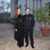 Stefano Accorsi et sa compagne Bianca Vitali lors de la remise des insignes de chevalier de l'ordre des Arts et des Lettres à l'ambassade de France à Rome, le 21 janvier 2014.
