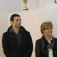 Olivier Loustau, réalisateur du film "La Fille du patron", film produit par Julie Gayet (qui n'est finalement n'est pas venue) a l'occasion de l'inauguration des nouveaux locaux du club de rugby à XV de Roanne, le 23 janvier 2013