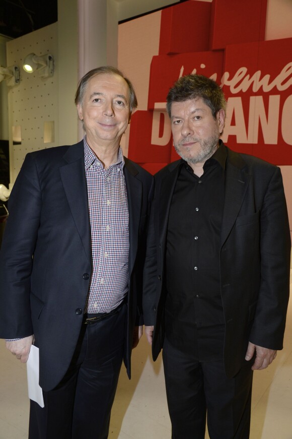 Philippe Chevallier et Régis Laspales lors de l'enregistrement de l'émission Vivement dimanche le 22 janvier 2014 à Paris (diffusion sur France 2 le 26 janvier)