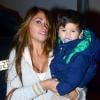 Antonella Rocuzzo, la compagne de Lionel Messi, et leur fils Thiago Messi à l'anniversaire de Milan, le bébé de la chanteuse Shakira et de Gerard Piqué, à Barcelone le 23 janvier 2014