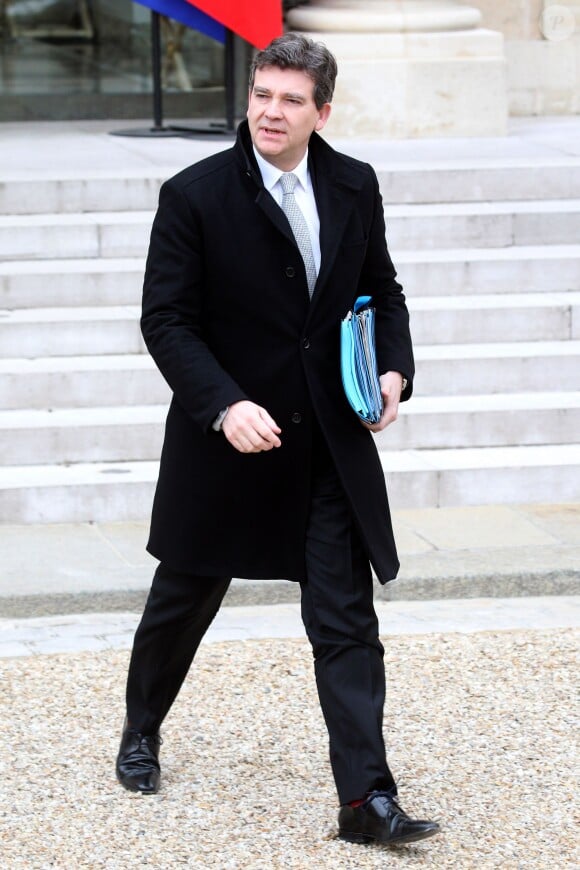 Arnaud Montebourg - Sortie du conseil des ministres au Palais de l'Elysée, à Paris, le 22 janvier 2014.