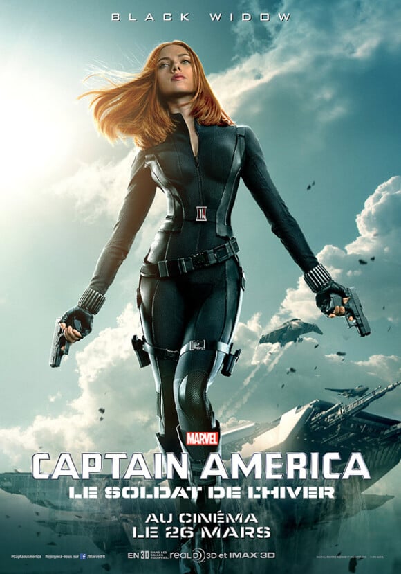 Affiche personnage Captain America : Le Soldat de l'Hiver avec Scarlett Johansson.