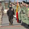 Felipe d'Espagne en visite à la brigade parachutiste ''Almogavares VI'' en périphérie de Madrid le 30 janvier 2014, jour de son 46e anniversaire.