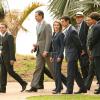 Le prince Felipe et la princesse Letizia d'Espagne inauguraient le 28 janvier 2014 la palmeraie de Ténérife, dans les îles Canaries.