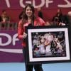 Marion Bartoli lors d'un hommage que lui rendait la WTA après la finale de l'Open GDF-Suez qui opposait Anastasia Pavlyuchenkova et Sarah Errani, le 2 février 2014 au stade Pierre de Coubertin à Paris