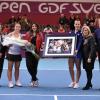 Marion Bartoli à l'honneur après la finale de l'Open GDF-Suez qui opposait Anastasia Pavlyuchenkova et Sarah Errani, le 2 février 2014 au stade Pierre de Coubertin à Paris