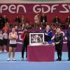 Marion Bartoli reçoit un hommage de la WTA après la finale de l'Open GDF-Suez qui opposait Anastasia Pavlyuchenkova et Sarah Errani, le 2 février 2014 au stade Pierre de Coubertin à Paris