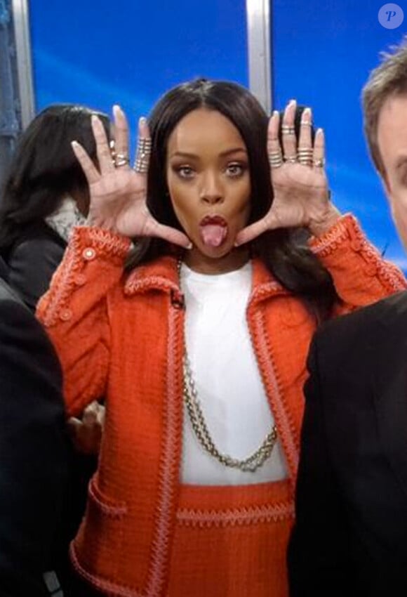 Rihanna sur le plateau de Good Morning America à New York, le 29 janvier 2014.