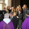 Catherine Pastor et ses enfants Alexandra, Delphine, Emilie-Sophie et Jean-Baptiste aux obsèques de Michel Pastor en l'église Saint-Charles à Monaco le 6 février 2014.