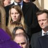 David Hallyday et ses filles Ilona et Emma aux obsèques de Michel Pastor en l'église Saint-Charles à Monaco le 6 février 2014.