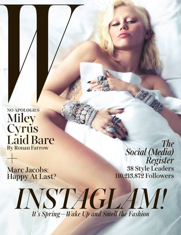 Miley Cyrus, nue et gracieuse en couverture du numéro de mars 2014 du magazine W. Photo par Mert et Marcus.