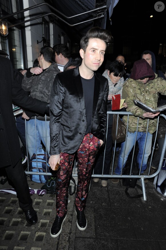 Nick Grimshaw à la sortie de la soirée des Pre-Bafta à Londres, le 14 février 2014.